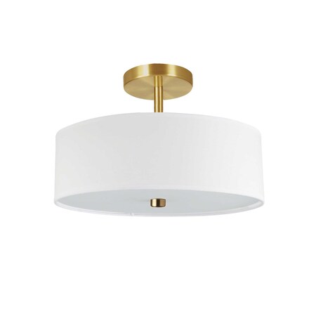 Dainolite 3 Light Incandescent Semi-Flush Mount Aged Brass With White Shade 571-143SF-AGB-WH